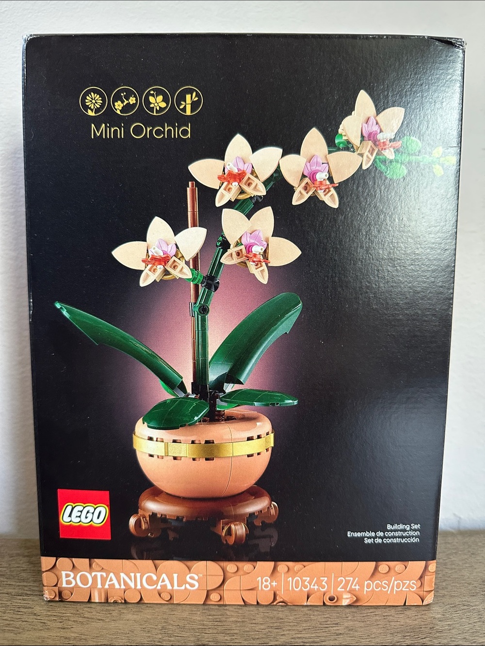 Lego Pink and Green Mini Orchid with Gold-Trim Pot
